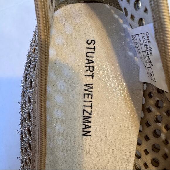 Stuart Weitzman Gold Mesh Cork Wedge Heels Girls Size 2 Kids Dressy Summer - Picture 5 of 11